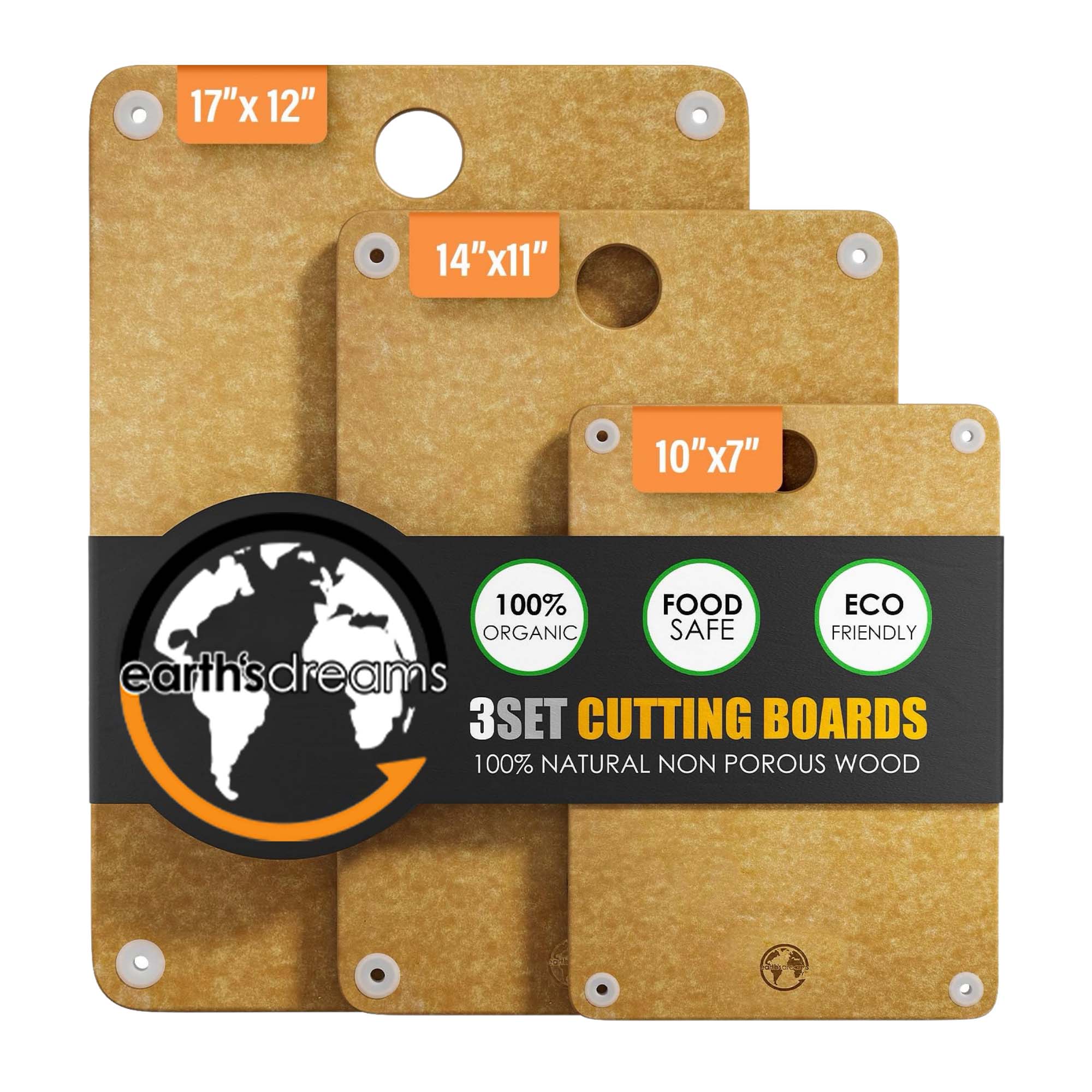 Earth's Dreams Premium Tan Cutting Board Set – 3 pieces